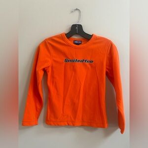 Limited Too Y2K Orange Fleece Logo Long Sleeve Shirt Top Vintage Kids Youth
